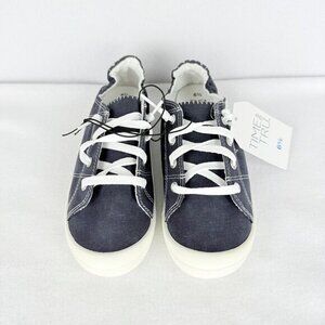 Time and‎ Tru Women's Scrunchback  Navy Canvas Shoes Size 6.5 Memory Foam NWOB